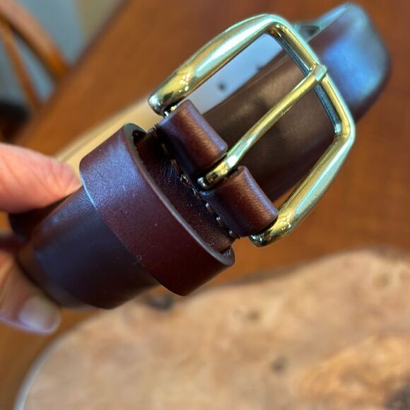 Mens Lands End Leather Belt - Size 48 - Picture 1 of 10